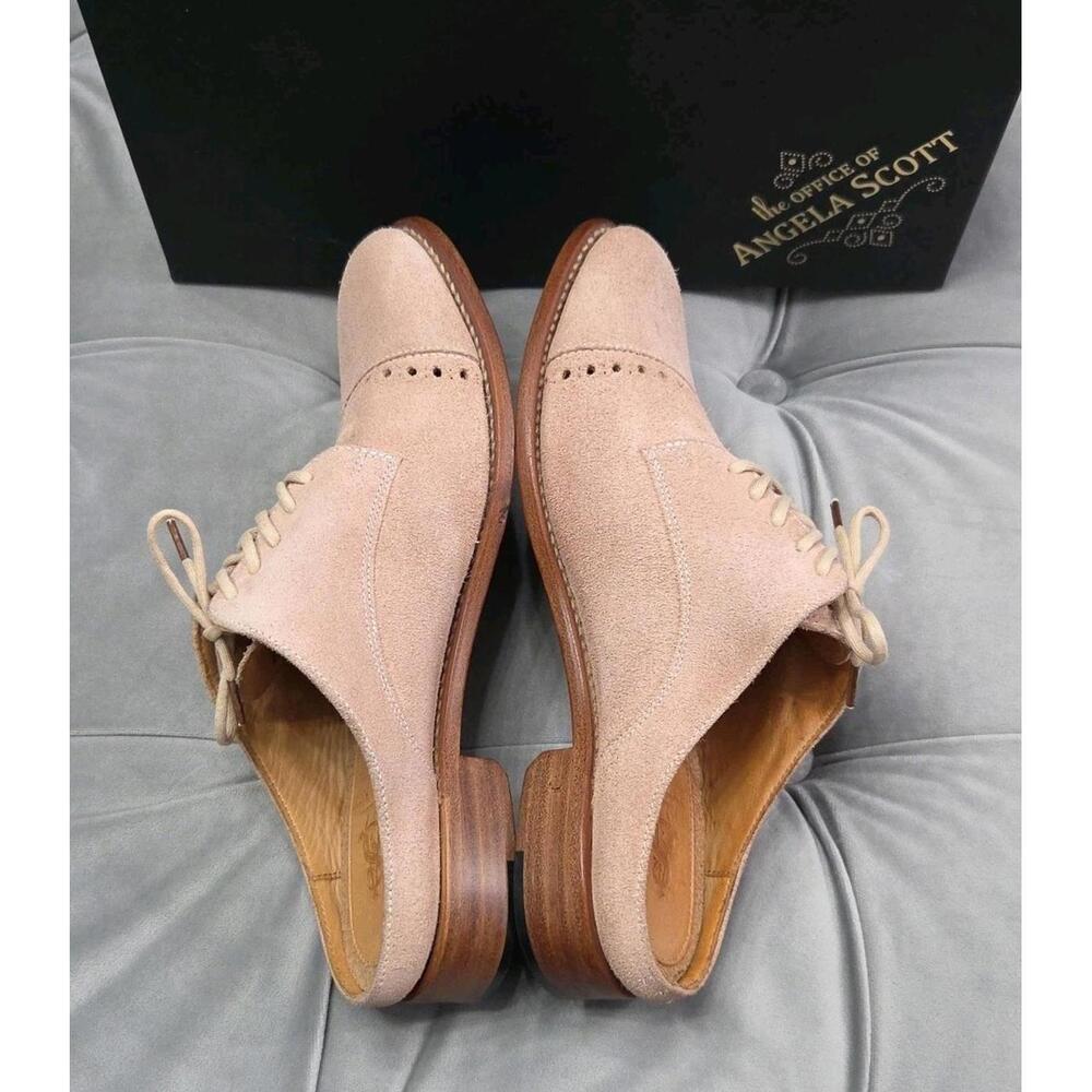 The Office Of Angela Scott Pink Suede Mules Oxfords SlipOn Womens Shoes 37 7 - Picture 12 of 16